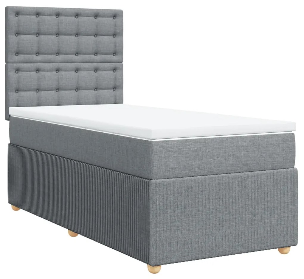 ΚΡΕΒΑΤΙ BOXSPRING ΜΕ ΣΤΡΩΜΑ ΑΝΟΙΧΤΟ ΓΚΡΙ 90X190 ΕΚ. ΥΦΑΣΜΑΤΙΝΟ 3294225