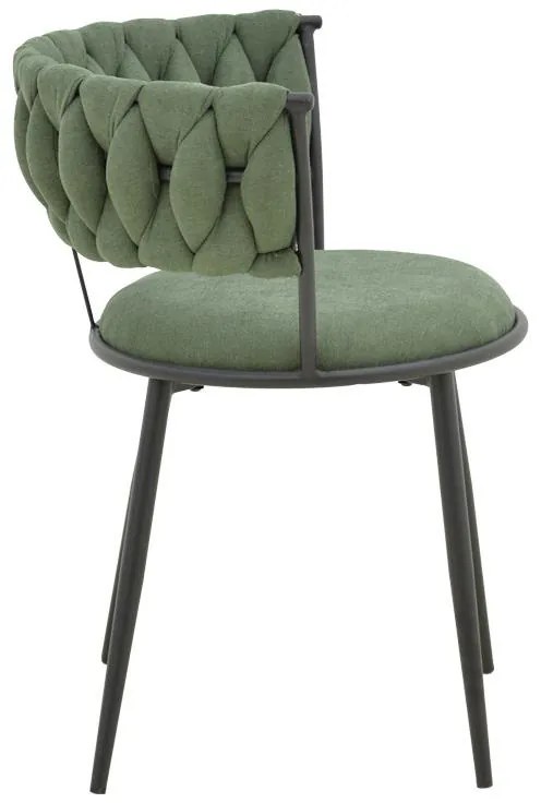 Καρέκλα Πολυθρόνα Alkia I ύφασμα σε χακί απόχρωση- πόδι μαύρο μέταλλο 57x58.5x72εκ 2αδα 52x58.5x72 εκ.