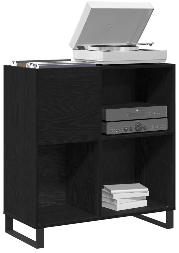 vidaXL Ντουλάπα Δίσκων Μαύρης Οξυάς 84.5 x 38 x 90 εκ Επεξεργασμένο Ξύλο
