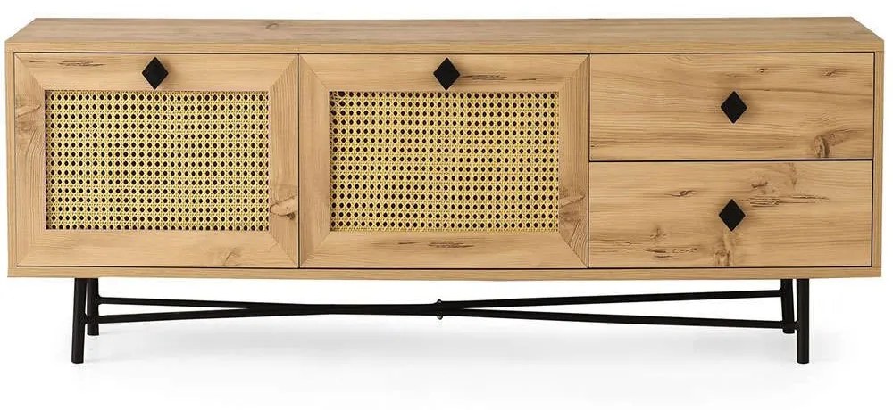 Έπιπλο Τηλεόρασης Hapsiyas 854KLN3038 180x40x60cm Oak-Black