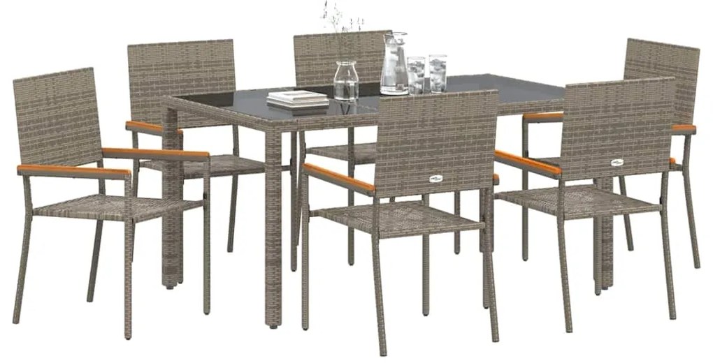 vidaXL Σέτ φαγητού για κήπο 7 pcs Γκρι 150 x 90 x 75 cm