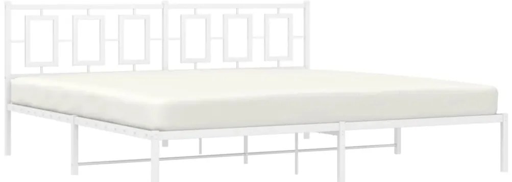 vidaXL Πλαίσιο Κρεβατιού με Κεφαλάρι Λευκό 200 x 200 εκ. Μεταλλικό