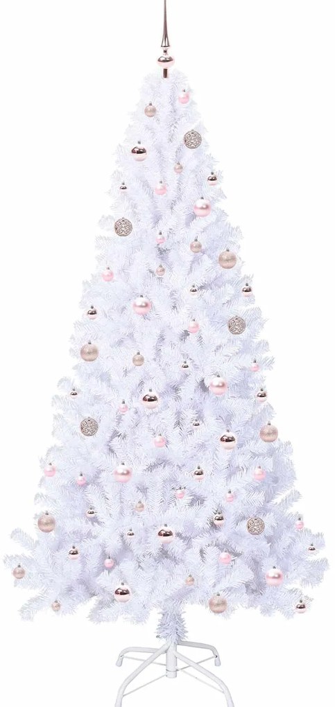 vidaXL Τεχνητό Χριστουγεννιάτικο Δέντρο Λευκό 210 cm PVC και Ατσάλι