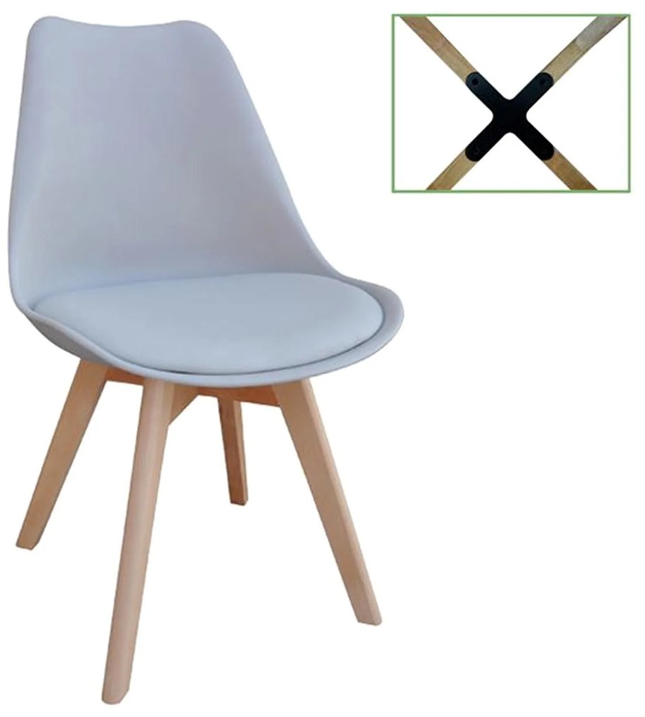 Καρέκλα Martin ΕΜ136,40 Grey 49x54x82cm Σετ 4τμχ Wood, Polypropylene