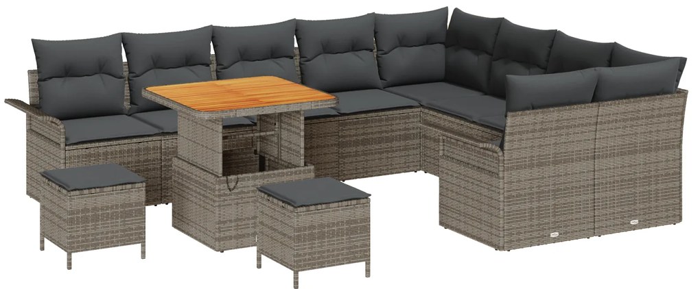 vidaXL Σετ Καναπέ Κήπου με μαξιλάρι 12 pcs Γκρι 80 x 80 x 71 cm