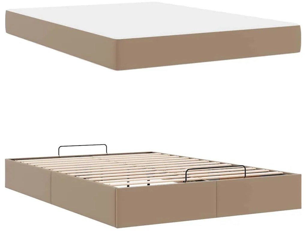 vidaXL Σκελετός κρεβατιού με στρώμα με στρώμα 2 pcs Ώχρα PVC