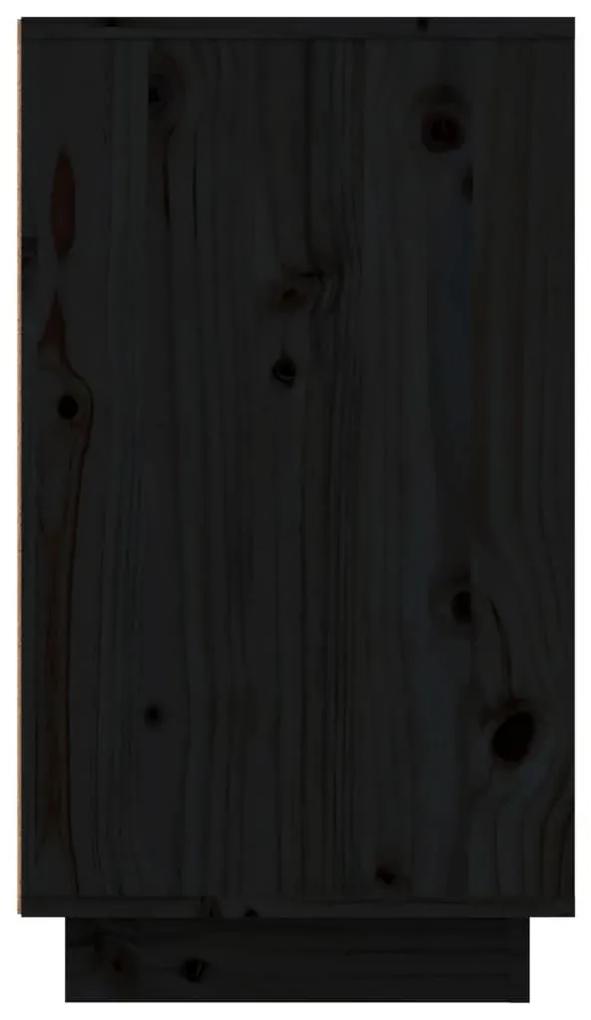 Παπουτσοθήκη Μαύρη 110 x 34 x 61 εκ. από Μασίφ Ξύλο Πεύκου - Μαύρο