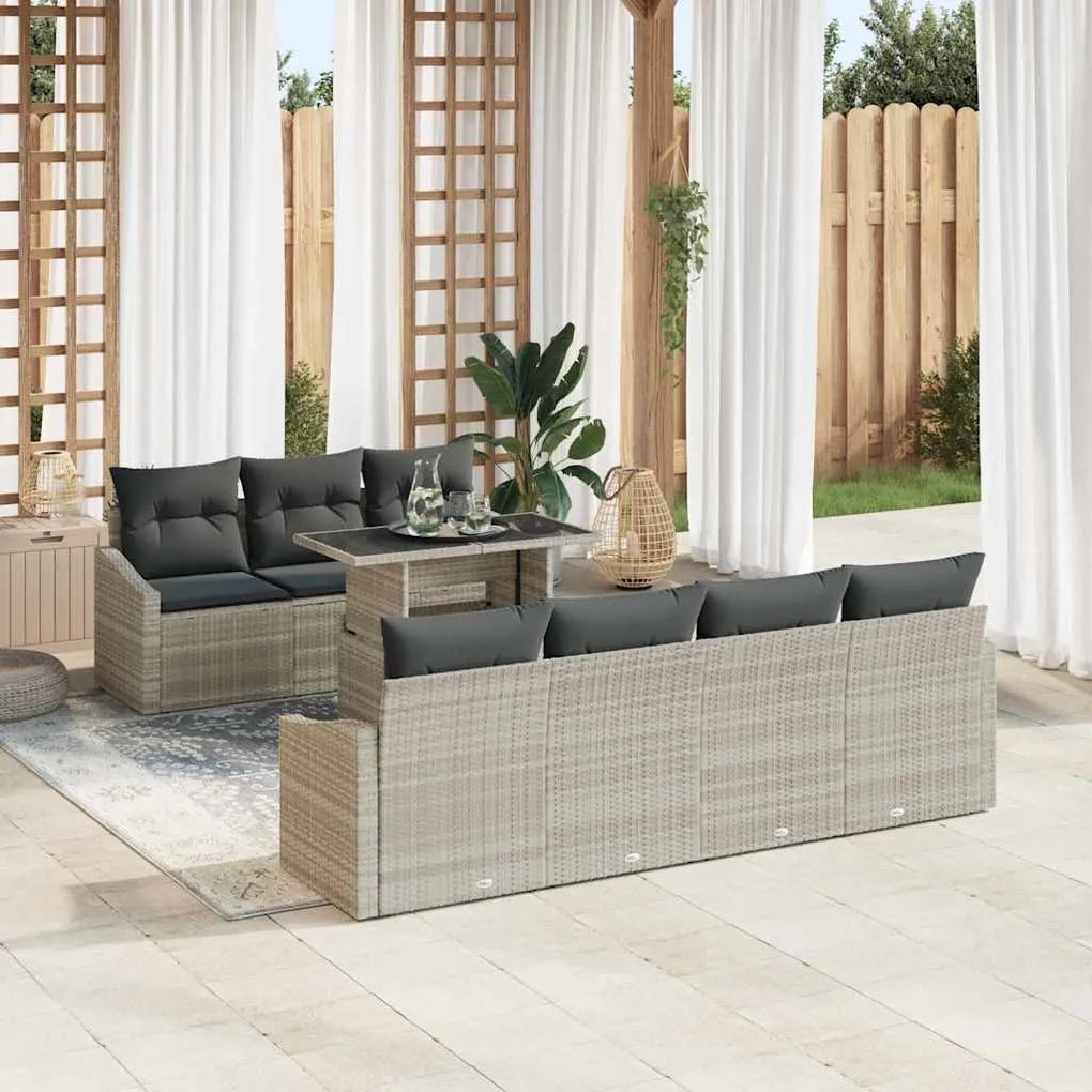 vidaXL Σετ Καναπέ Κήπου 8 pcs Ανοιχτό γκρι 100 x 55 x 73 εκ