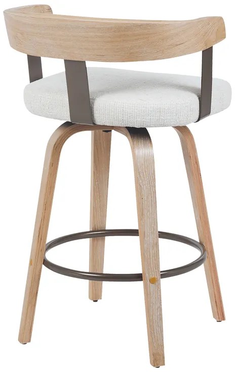 Σκαμπό μπαρ Anesy pakoworld περιστρεφόμενο μεσαίου μεγέθους μέταλλο-ξύλο με ύφασμα σε μπεζ απόχρωση 54x50x85εκ