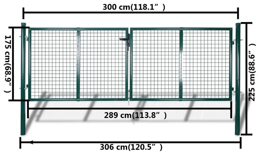 Πόρτα Περίφραξης Κήπου με Πλέγμα 289 x 175 εκ. / 306 x 225 εκ. - Πράσινο