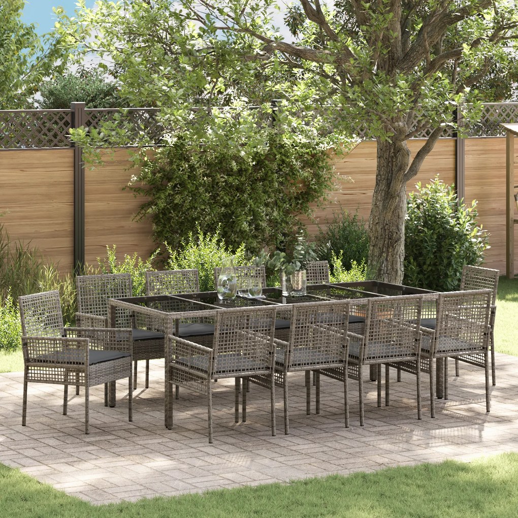 vidaXL Σέτ φαγητού για κήπο 11 pcs Γκρι 250 x 100 x 75 cm
