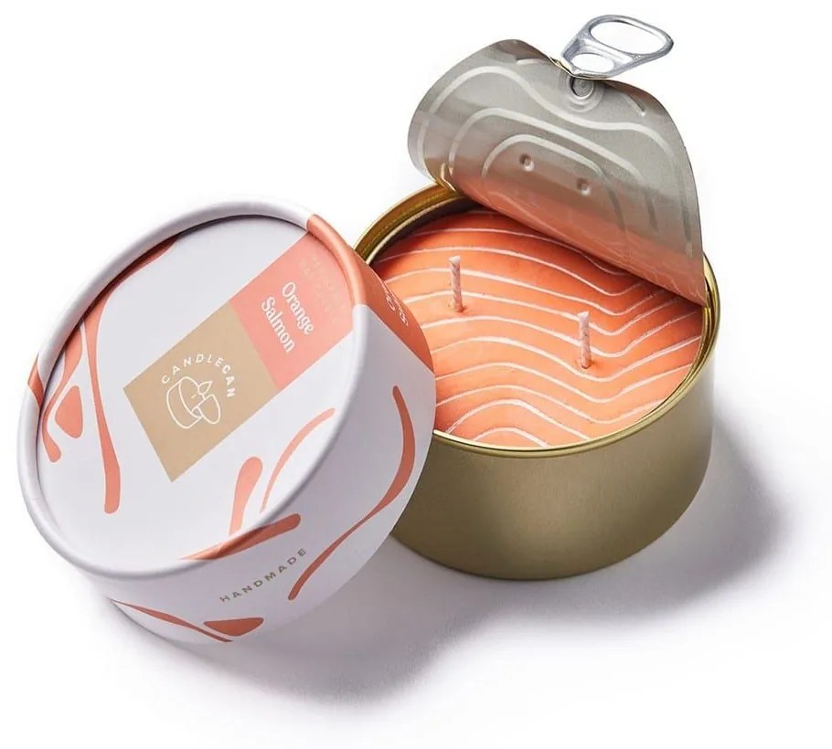 Αρωματικό Φυτικό Κερί Γκουρμέ Σε Κονσέρβα Orange Salmon Candle Hand Φυτικό Κερί