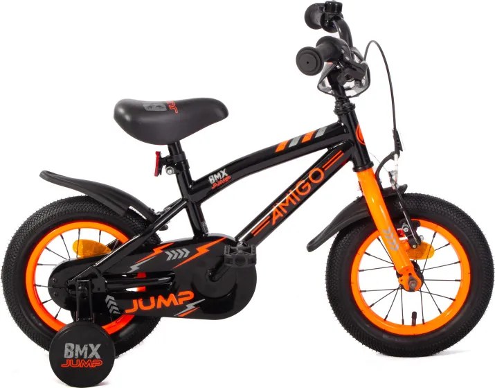 BMX Jump 12 Inch 22 cm Boys Coaster Brake BlackNeon OrangeAMIGO