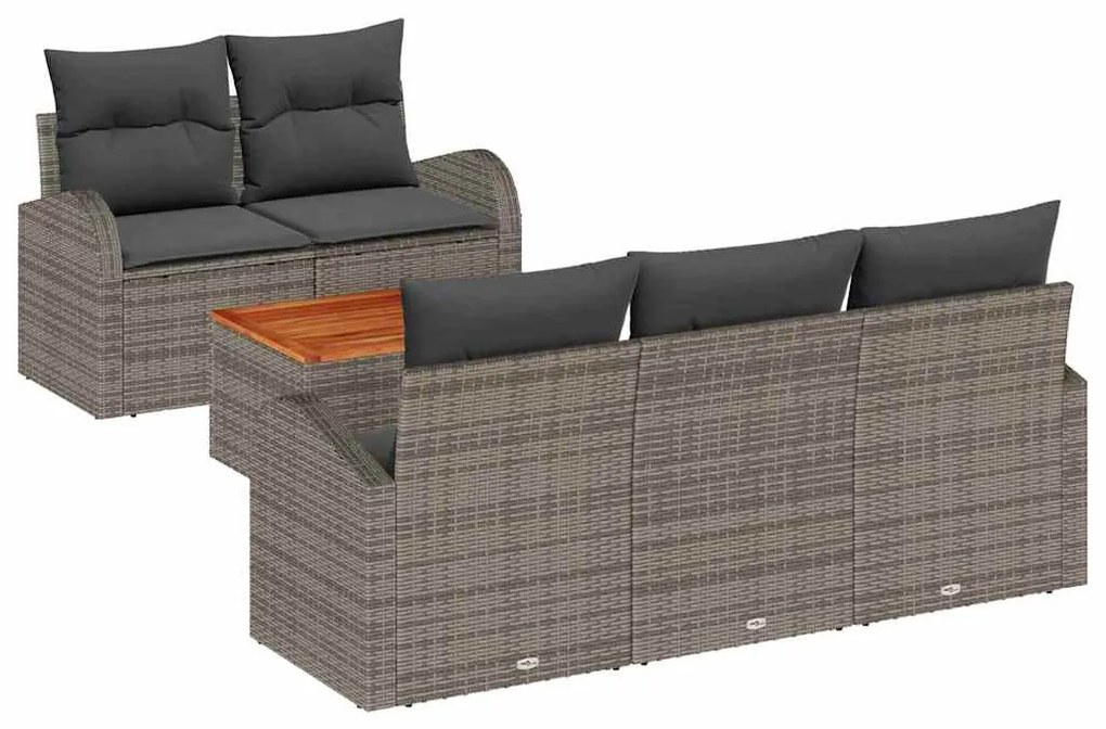 vidaXL Σετ Καναπέ Κήπου με μαξιλάρι 6 pcs Γκρι συνθετικό ρατάν