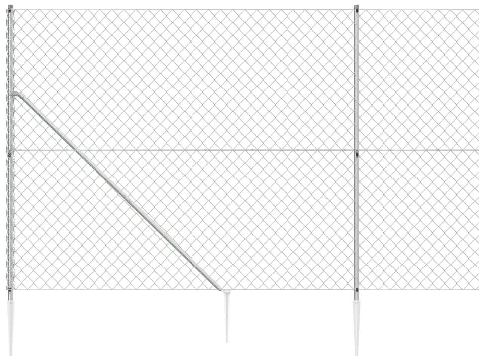 vidaXL Συρματόπλεγμα Περίφραξης Ασημί 1,8 x 25 μ. με Καρφωτές Βάσεις