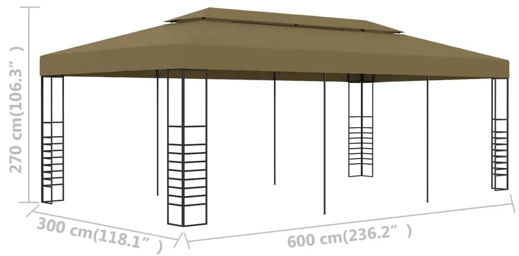 vidaXL Κιόσκι 6 x 3 x 2,7 μ. Taupe 180 γρ/μ²