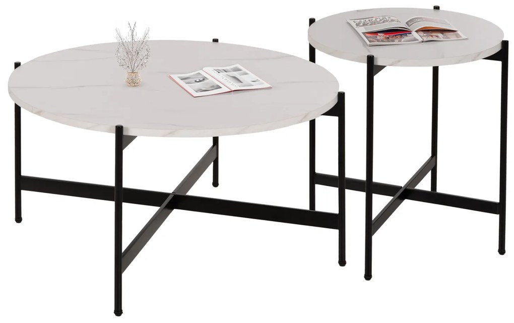 Intrahome ΣΕΤ 2ΤΜΧ ΤΡΑΠΕΖΙΑ ΣΑΛΟΝΙΟΥ SCASABLANCAINCASABLANCALTCASABLANCAIE-JULIENNE .04 NELSPRUICASABLANCALTCASABLANCAI ΛΕΥΚΟ ΜΑΡΜΑΡΟ Φ80εκ &amp; Φ50εκ intraho-0007977