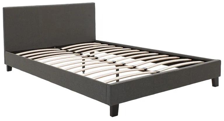 Κρεβάτι Nevil pakoworld διπλό 150x200 με ύφασμα χρώμα ανθρακί - Πολυεστέρας - 006-000020