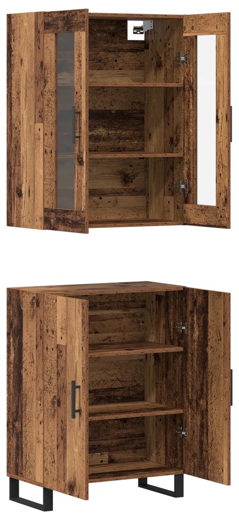 vidaXL Highboard Παλαιό ξύλο 69.5 x 34 x 90 εκ. Επεξεργασμένο ξύλο
