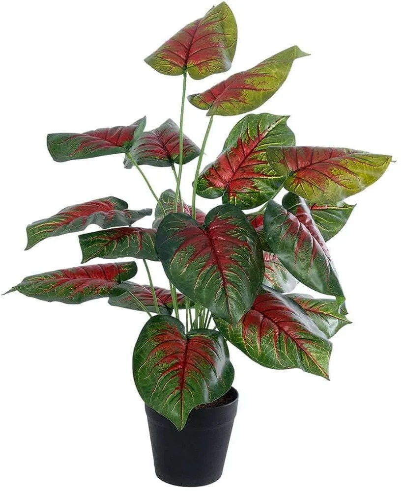 Τεχνητό Φυτό Caladium Mix 20911 Φ66x75cm Green-Red GloboStar Πολυαιθυλένιο,Ύφασμα