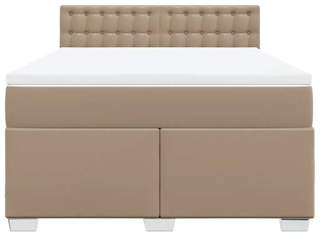 vidaXL Κρεβάτι Boxspring με Στρώμα Καπουτσίνο 160x200εκ.από Συνθ.Δέρμα