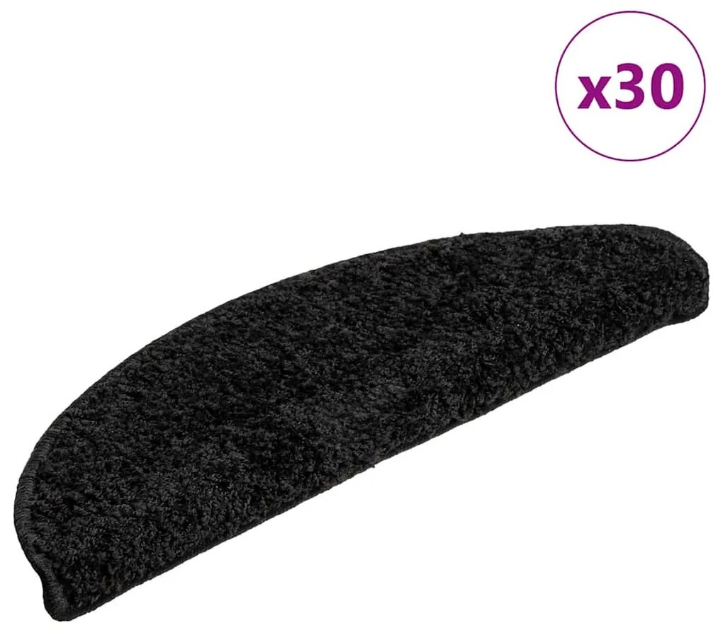 Πατάκια Σκαλιών 30 τεμ. Μαύρα Ημίκυκλα 56x17x3 εκ.