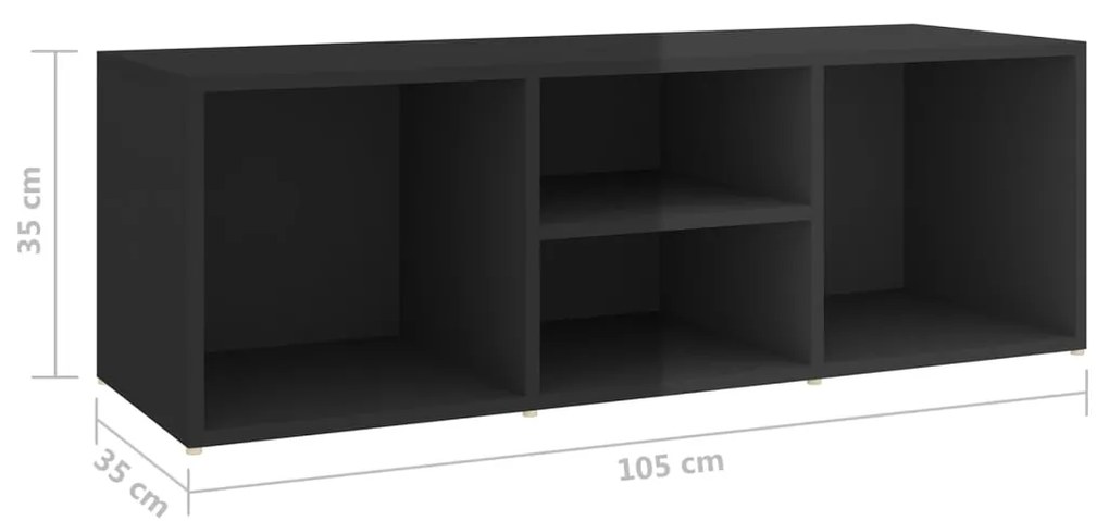 vidaXL Παπουτσοθήκη Γυαλιστερή Μαύρη 105 x 35 x 35 εκ. από Μοριοσανίδα