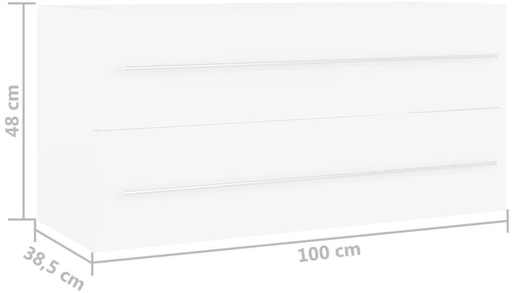 vidaXL Ντουλάπι Νιπτήρα Λευκό 100 x 38,5 x 48 εκ. από Επεξ. Ξύλο