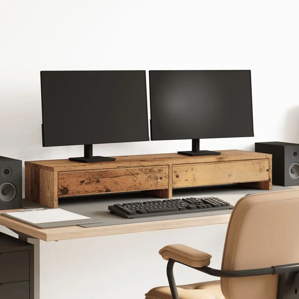 vidaXL Βάση Οθόνης με Συρτάρια 100x27x15 εκ. από Επεξεργ. Ξύλο