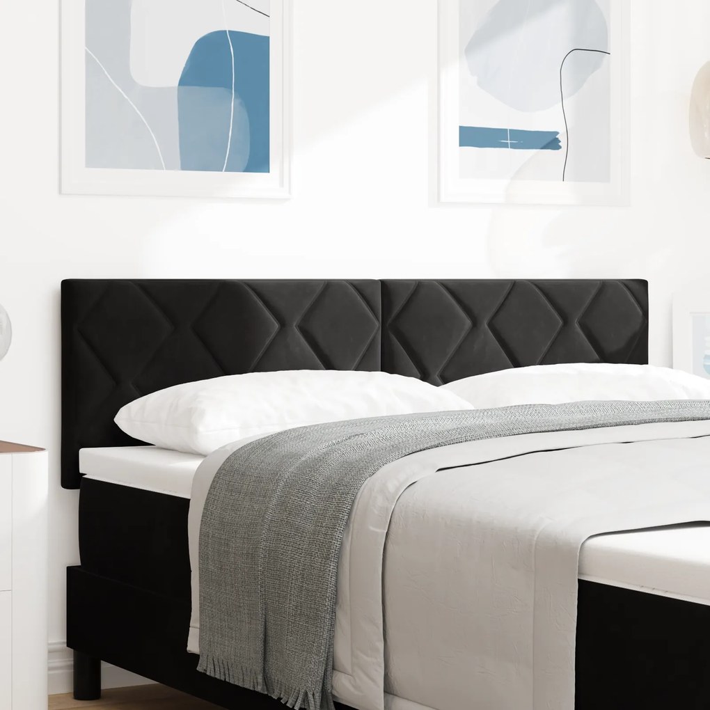 vidaXL Κεφαλάρι Σχεδίαση Διαμαντιών Μαύρο 160 εκ Βελούδο