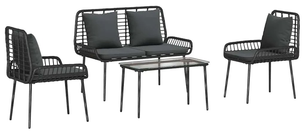 vidaXL ΣΕΤ ΕΠΙΠΛΩΝ ΚΗΠΟΥ με μαξιλάρι 4 pcs Καφέ, Μαύρο, Κρέμα