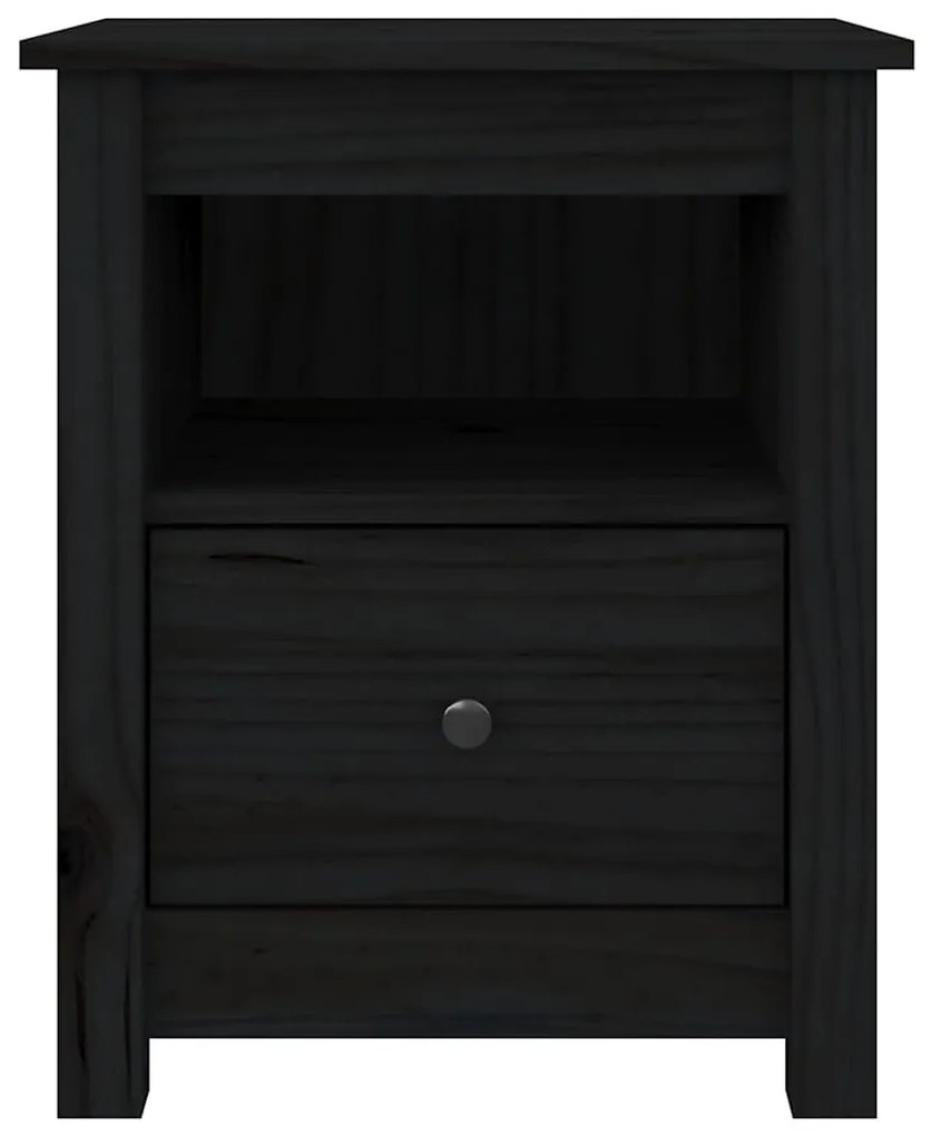 vidaXL Κομοδίνο Μαύρο 40x35x49 εκ. από Μασίφ Ξύλο Πεύκου