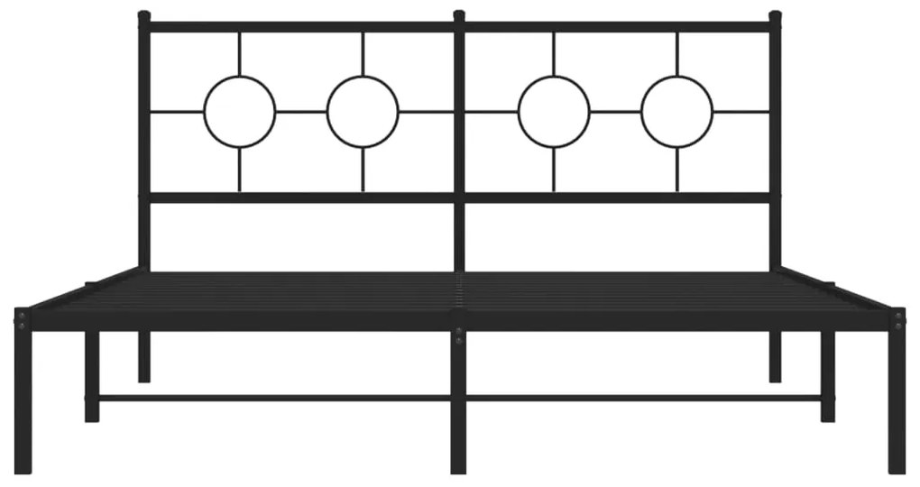 vidaXL Πλαίσιο Κρεβατιού με Κεφαλάρι Μαύρο 150 x 200 εκ. Μεταλλικό