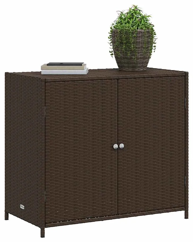vidaXL Ντουλάπι Αποθήκευσης Κήπου Καφέ 83x45x76 εκ. Συνθετικό Ρατάν