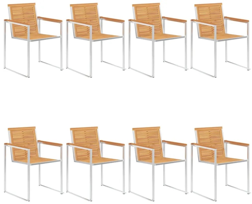 vidaXL Καρέκλες Κήπου 8 τεμάχια από Μασίφ Ξύλο Teak με Μαξιλάρια