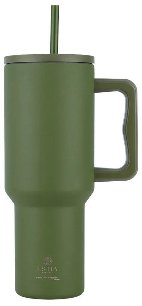 Κούπα Θερμός Με Λαβή &amp; Καλαμάκι 1.2lt Estia Save The Aegean Tumbler Forest Spirit 01-32173