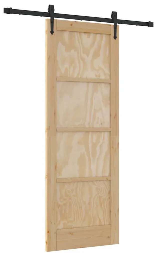 vidaXL Συρόμενη Πόρτα Καφέ 73.5 x 198.5 εκ. Μασίφ ξύλο πεύκου