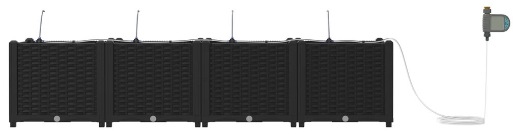 vidaXL Γλάστρες Κήπου 1 τεμ Μαύρο 160 x 40 x 37.5 cm Πλαστικό