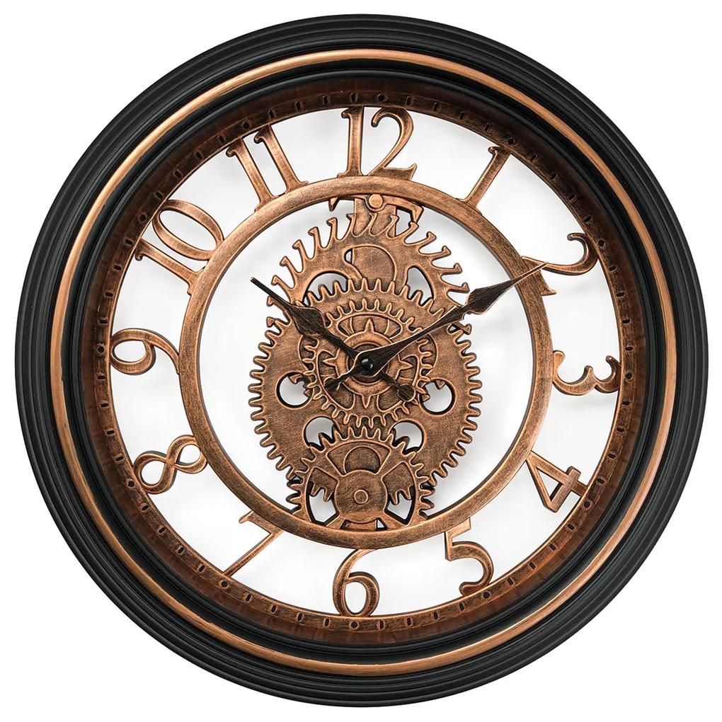 Ρολόι Τοίχου Καφέ/Μαύρο Πλαστικό Φ40.6x4.9cm