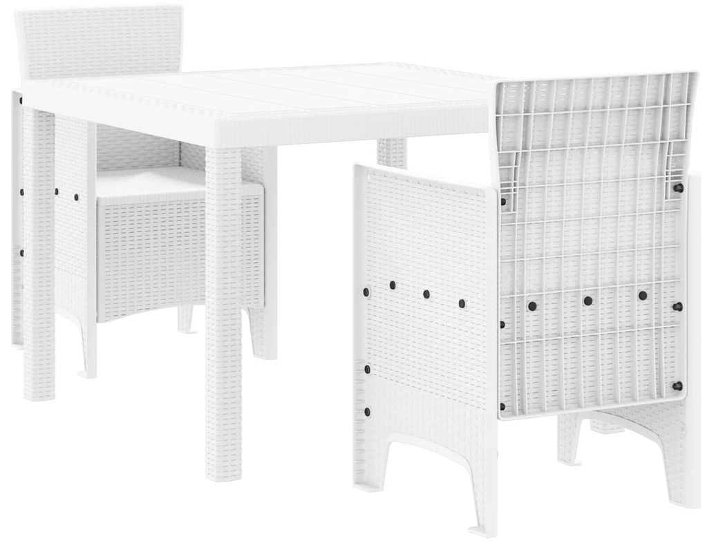 vidaXL Σετ Τραπεζαρίας Κήπου 3 pcs Λευκό 100 x 100 x 73 εκ
