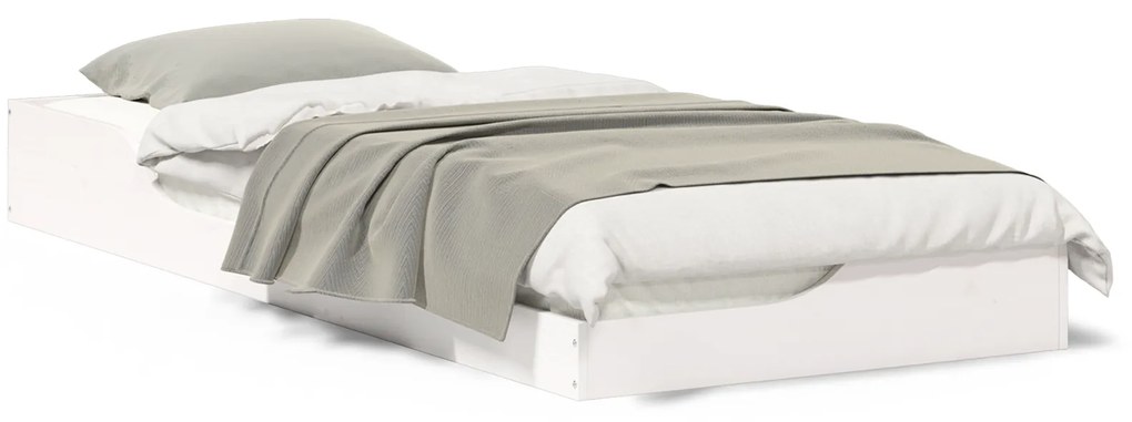 vidaXL Κρεβάτι δαπέδου Λευκό 80 x 220 cm Μασίφ ξύλο πεύκου