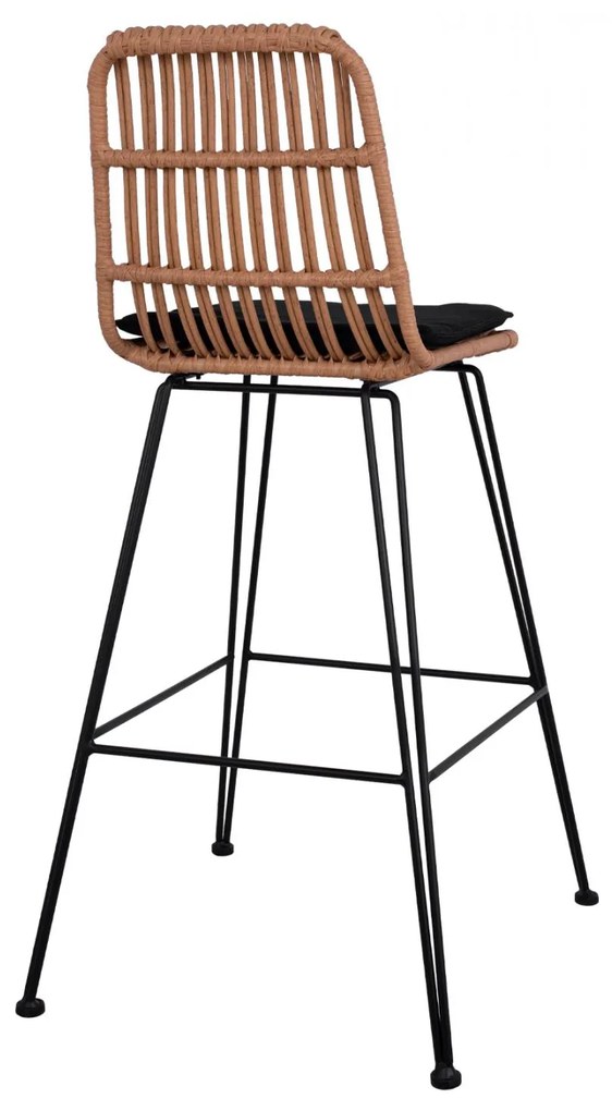 Σκαμπό Μπαρ ALLEGRA C5452 Μεταλλικό με Μπέζ Wicker & Μαξιλάρι 56x60x109 εκ. 56x60x109 εκ.