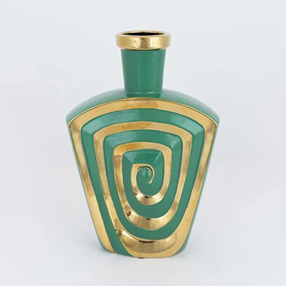Βάζο Κεραμικό 752-20343 20,2x7x30cm Green-Gold Estheti Home Ceramic