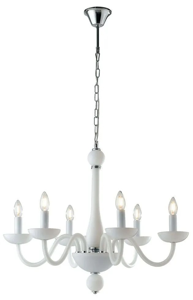 Φωτιστικό Οροφής Alfiere I-ALFIERE/6 BCO 6xE14 Φ74cm 178cm White Luce Ambiente Design Glass