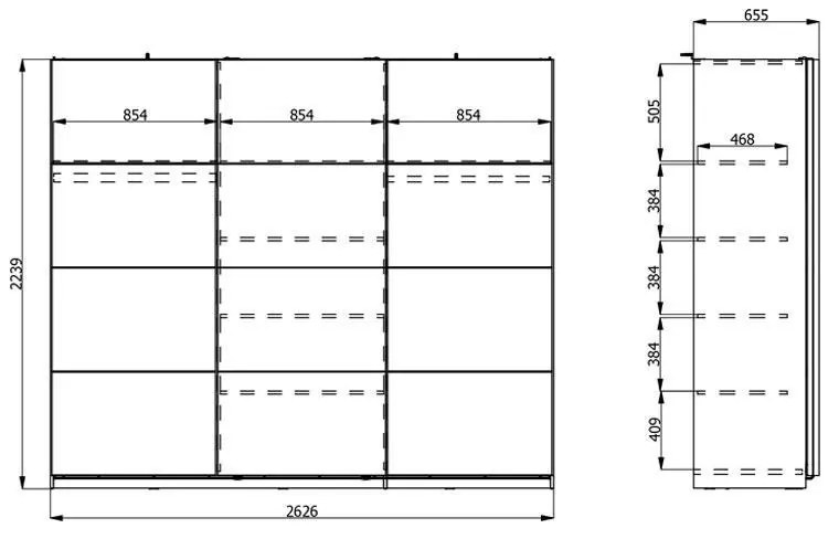 Ντουλάπα Sardinia 270 Artisan Oak - Μαύρο 262.5x65.5x224 εκ. 262.5x65.5x224 εκ.