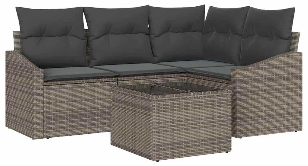 vidaXL Σέτ φαγητού για κήπο με μαξιλάρι 5 pcs Ανοιχτό γκρι
