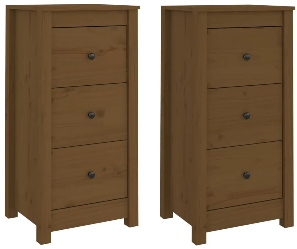vidaXL Συρταριέρες 2 τεμ. Καφέ Μελί 40x35x80 εκ. από Μασίφ Ξύλο Πεύκου
