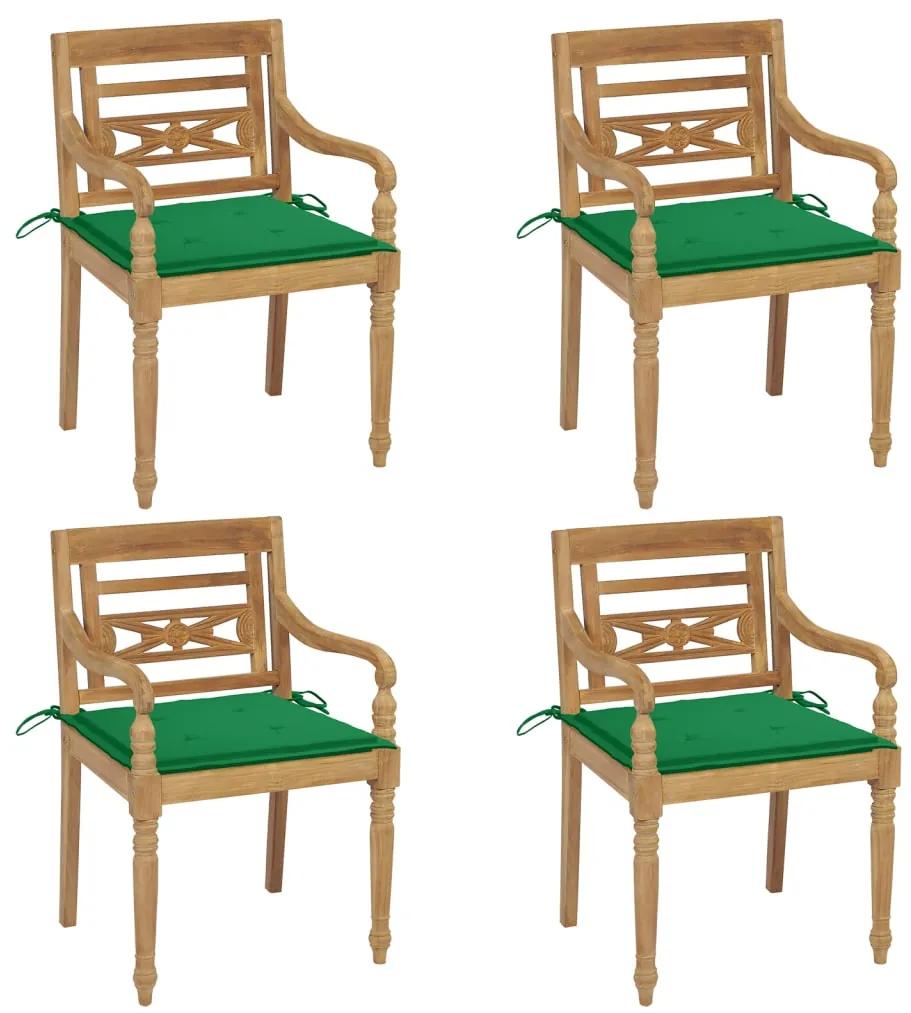 Καρέκλες Batavia 4 τεμ. από Μασίφ Ξύλο Teak με Μαξιλάρια