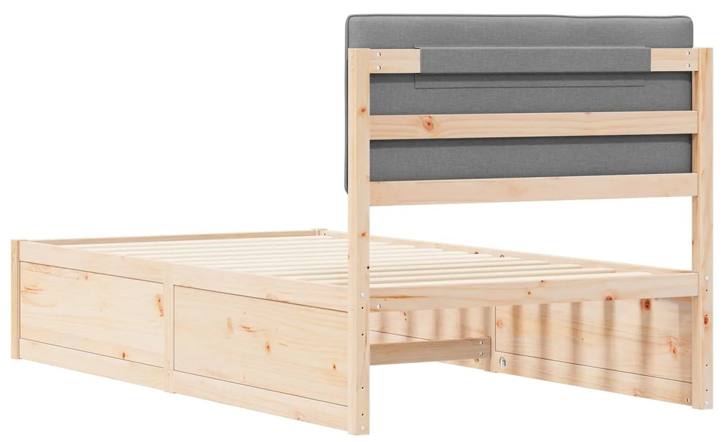 vidaXL Σκελετός Κρεβατιού με Επενδεδυμένο Κεφαλάρι Ανοιχτό γκρι