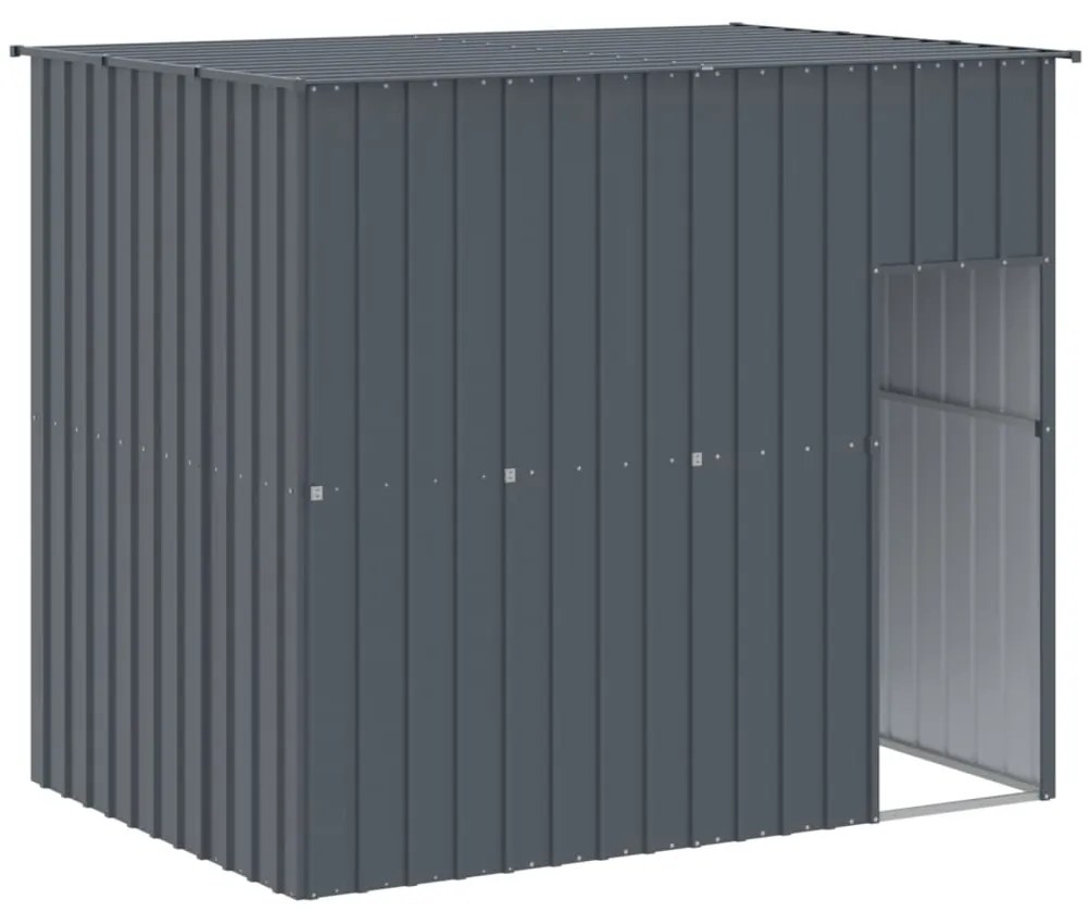 vidaXL Σπιτάκι Σκύλου με Αυλή Ανθρακί 214x1273x181 εκ. Γαλβαν. Χάλυβας